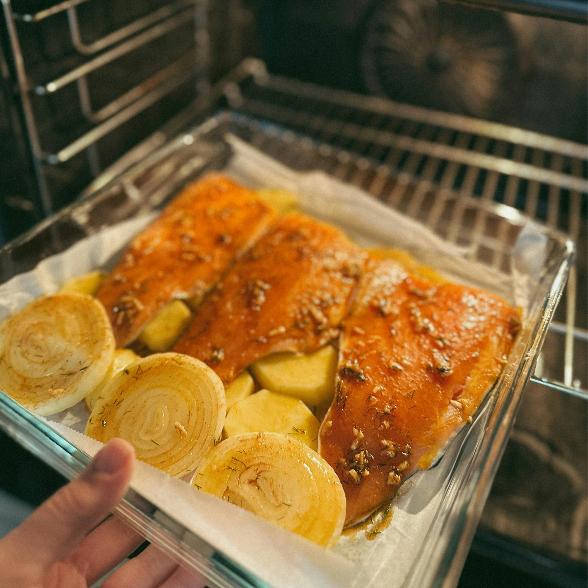 Hoe lang moet zalm in de stoomoven?